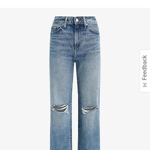 Express Light Blue Ripped Wide Leg Jeans